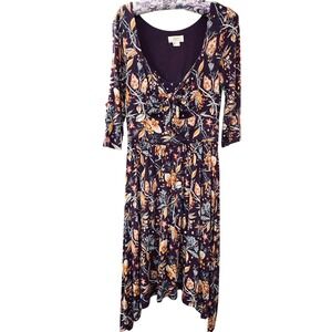 Maeve Anthropologie Beloved Midi Dress Medium Purple Floral Boho Cottagecore